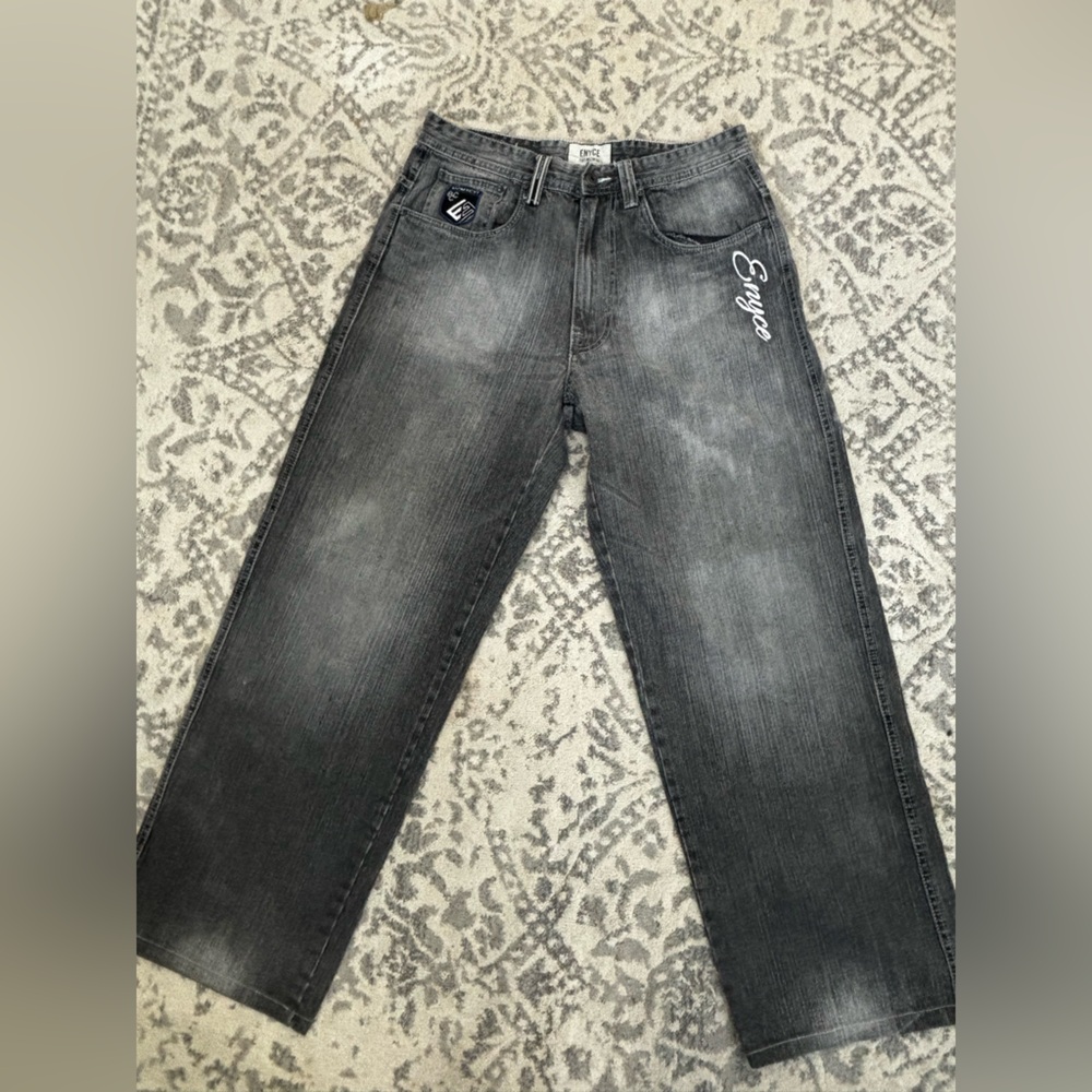 Enyce Gray Relaxed Jeans with Vintage Distressed Look